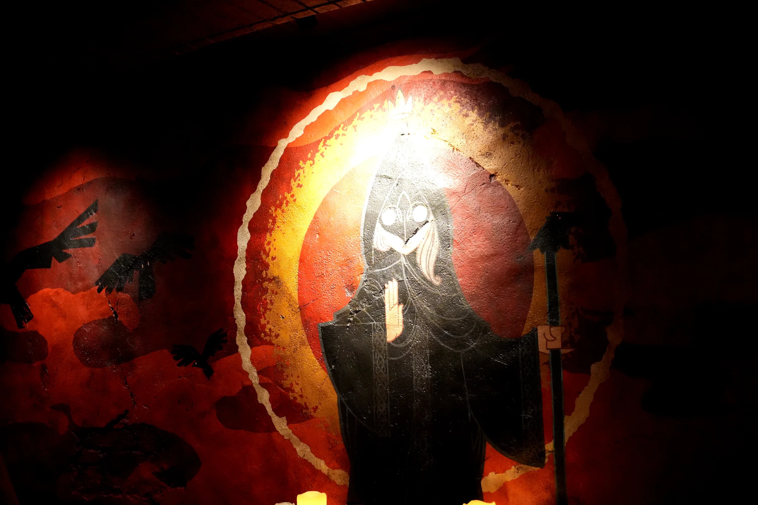 mural behind the registers (forgive the glare)